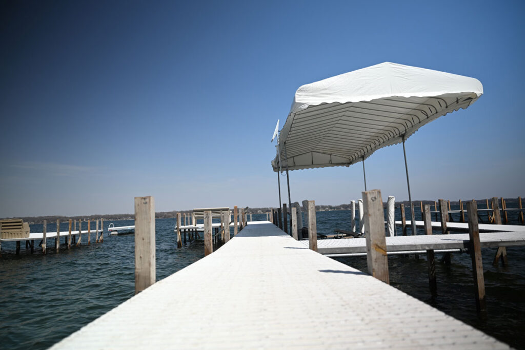 Dominator dock flow-through aluminum decking.